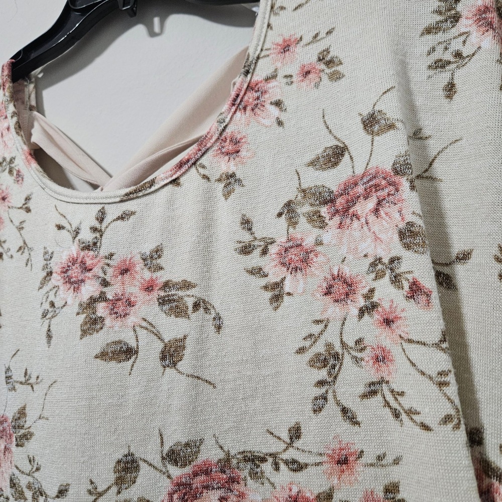 Love Delirious Maternity Floral Tie Back Ruched Side Top XL Cream Pink‎ - Picture 2 of 5